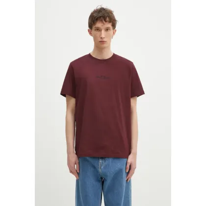 Zdjęcie Fred Perry t-shirt bawełniany męski kolor bordowy z aplikacją M4580.K22