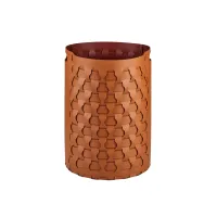 Picture Dubai woven leather basket in cognac color