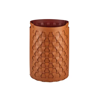 Zdjęcie Pleciony skórzany kosz Dubai w kolorze koniakowym