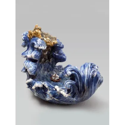 Picture Ceramic sculpture showing a ship drifting on the sea - Bordallo Pinheiro