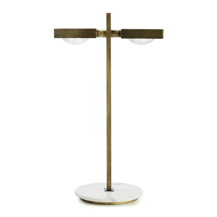 obrazek 3 Mosiężna dwupunktowa regulowana lampa stołowa H.58xL.34xP.22 cm