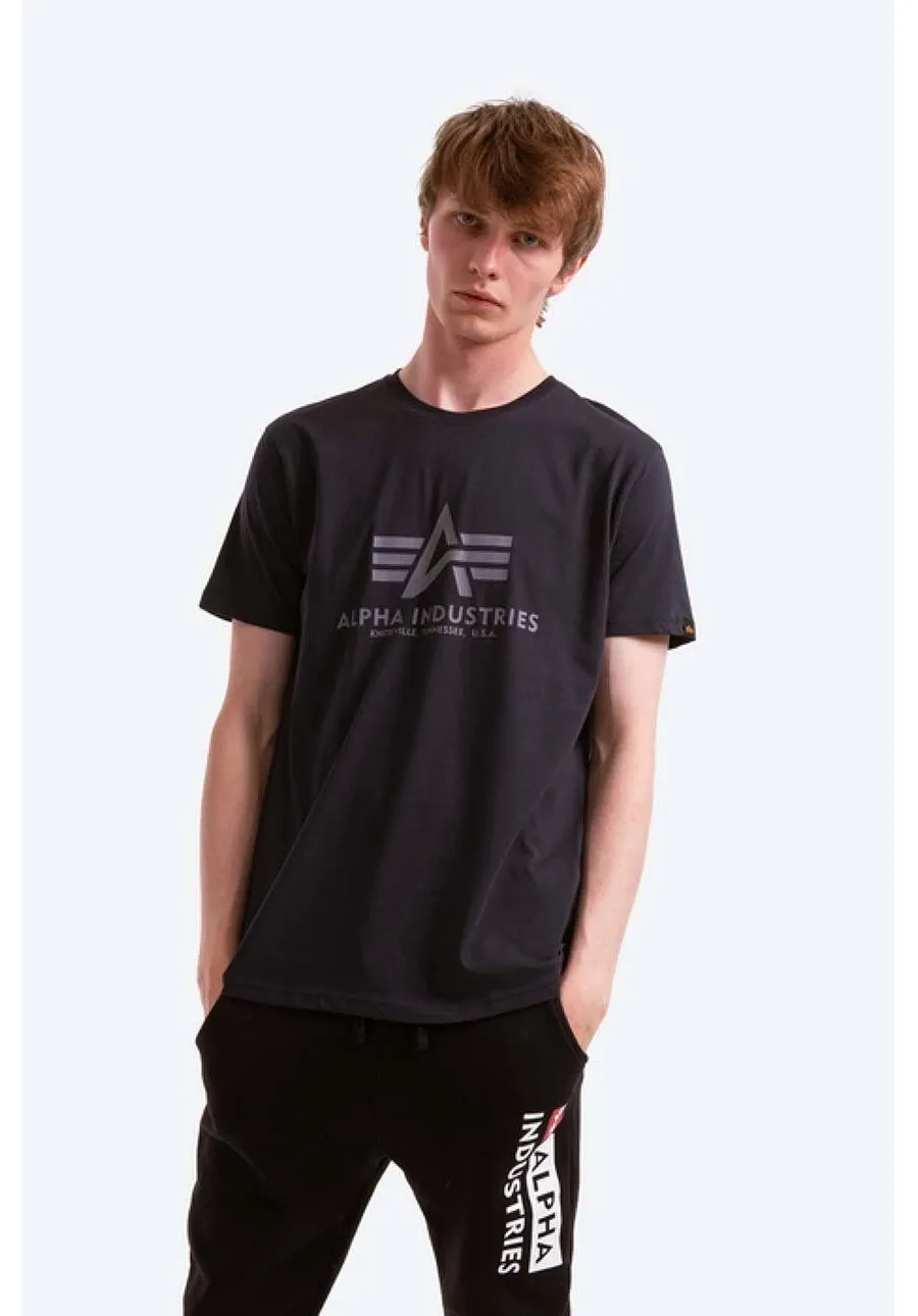 obrazek 1 Alpha Industries t-shirt bawełniany Basic T-Shirt kolor granatowy z nadrukiem 100501.07