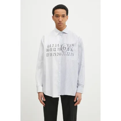 Zdjęcie MM6 Maison Margiela koszula bawełniana męska kolor biały relaxed z kołnierzykiem button-down SH0DT0025