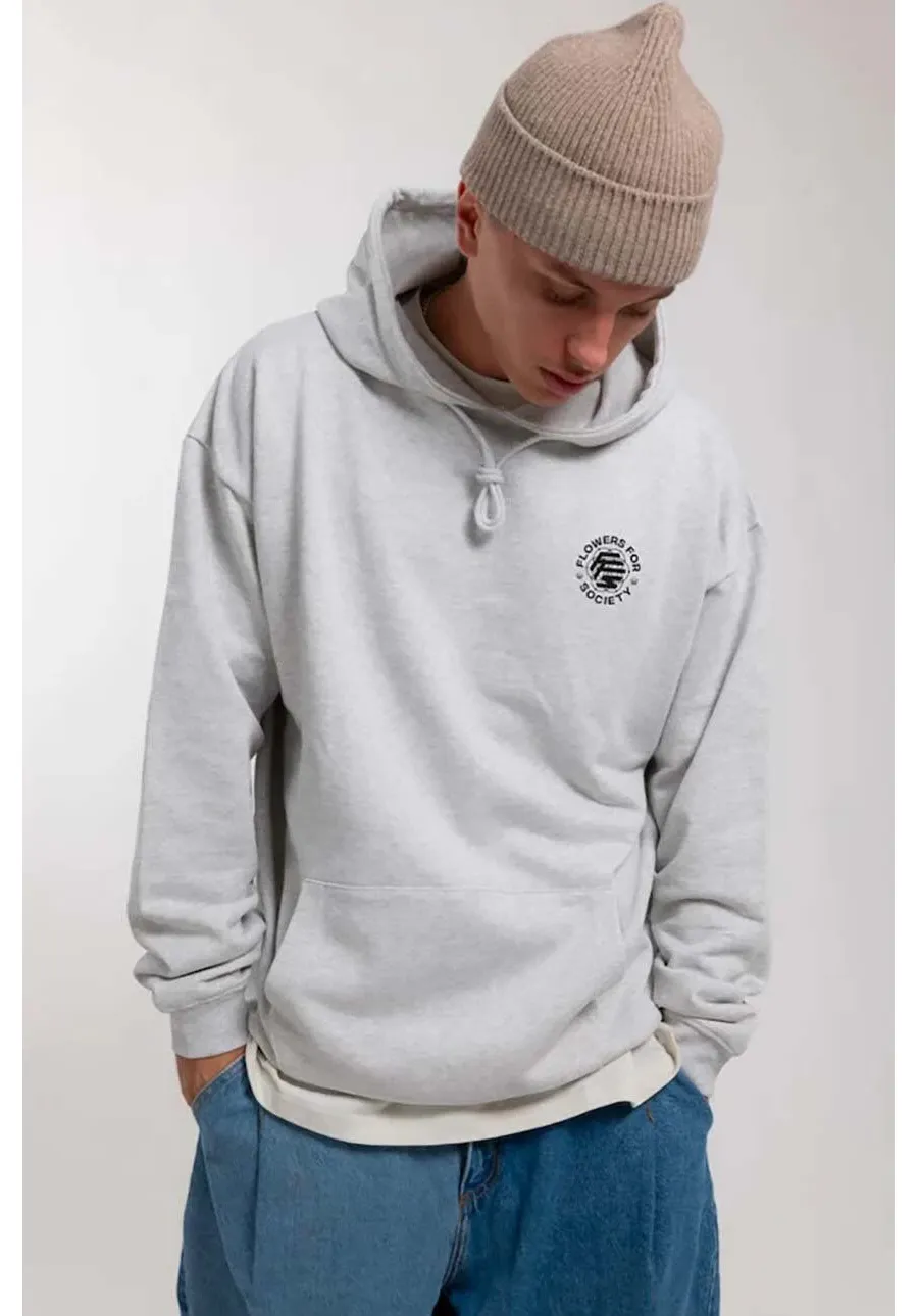 obrazek 1 Flowers for Society bluza bawełniana Basic Chest Hoodie męska kolor szary z kapturem gładka FFSAPP066