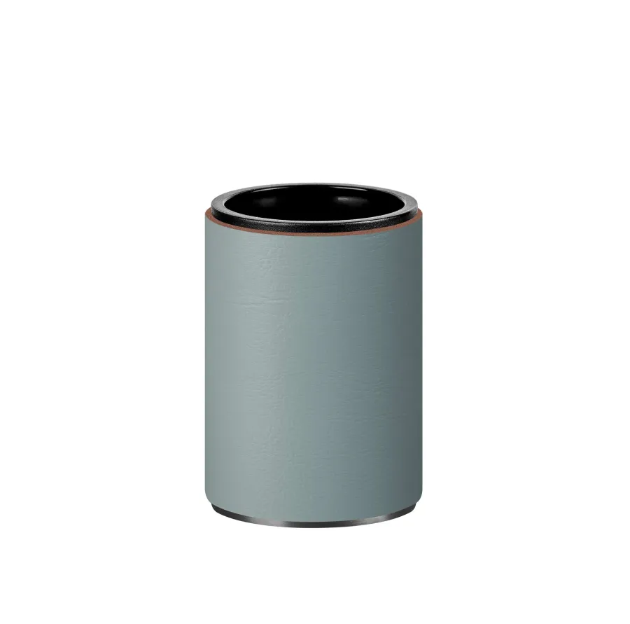 obrazek 1 Jasnobłękitny uchwyt na kubek Ø7xH10,5 cm z grafitowym matowym wykończeniem