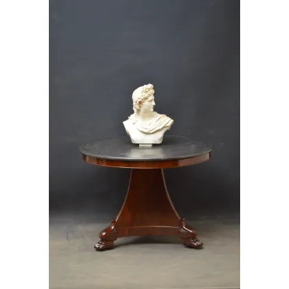 Zdjęcie Dobrej wielkości stół William IV z blatem z czarnego marmuru i formowanym fryzem - antyk