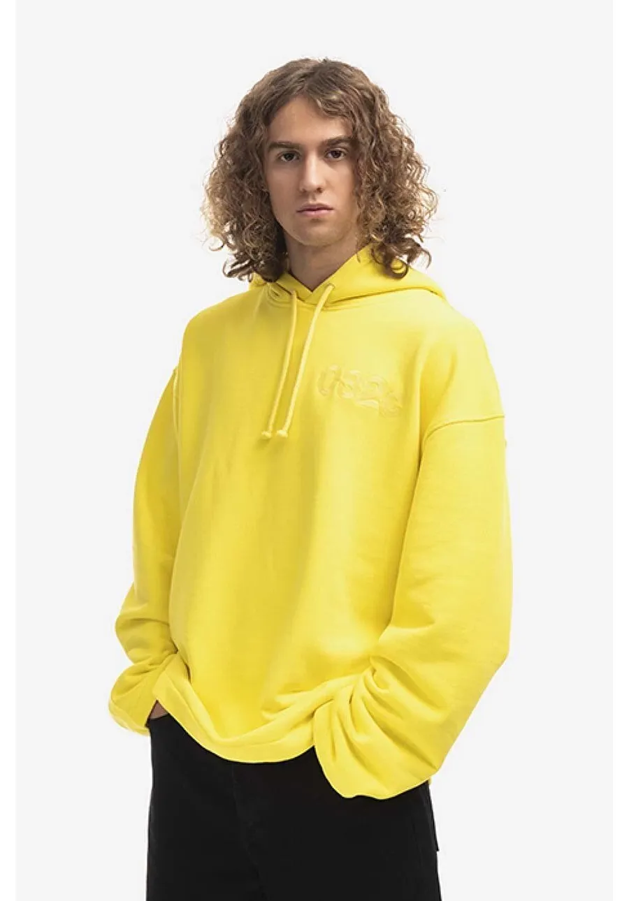 obrazek 1 032C bluza bawełniana Oversized Dram męska kolor żółty z kapturem z aplikacją FW22.C.2041-YELLOW