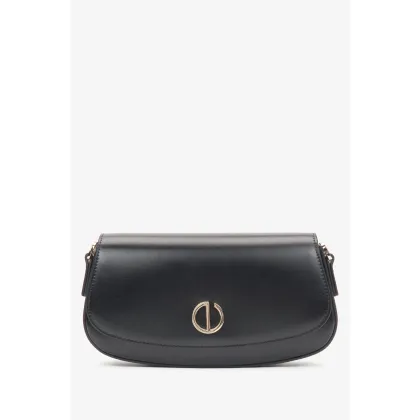 Zdjęcie Estro: Mała czarna torebka damska na ramię ze złotymi okuciami