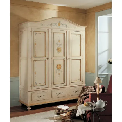 Zdjęcie Cudowna trzydrzwiowa szafa z litego drewna z trzema szufladami - wysokość 2 m