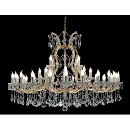 Zdjęcie Żyrandol Mariateresa z pozłacaną metalową ramą pokrytą szklanymi ramionami i przezroczystymi kryształowymi zawieszkami - Il Paralume Marina