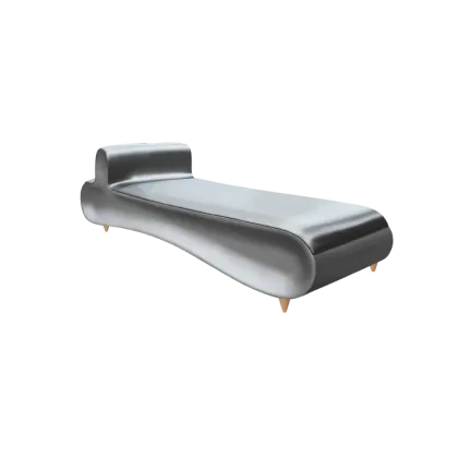 Zdjęcie Tapicerowany szezlong z drewnianymi nogami - Gansk