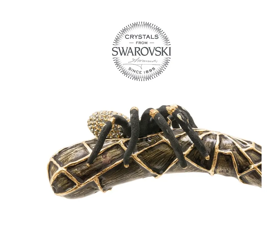 obrazek 4 Stylowa czarna łyżka do butów z rączką z pająkiem zdobionym kryształkami Swarovskiego - Pasotti