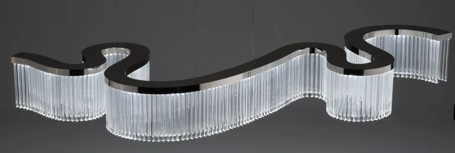 obrazek 5 Piękna lampa sufitowa „Snake” z przezroczystymi trójścianami ze szkła Murano - Il Paralume Marina