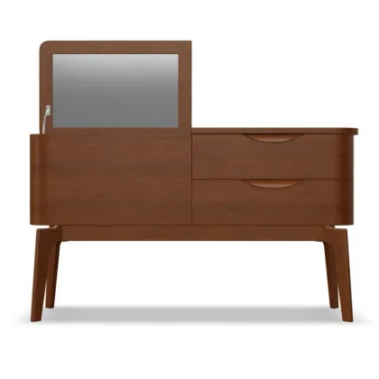 Zdjęcie Minimalistyczna drewniana komoda, kredens z ukrytym lustrem