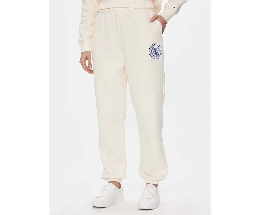 obrazek 1 Tommy Hilfiger Spodnie dresowe Crest Sweat Pant WW0WW40601 Écru Regular Fit