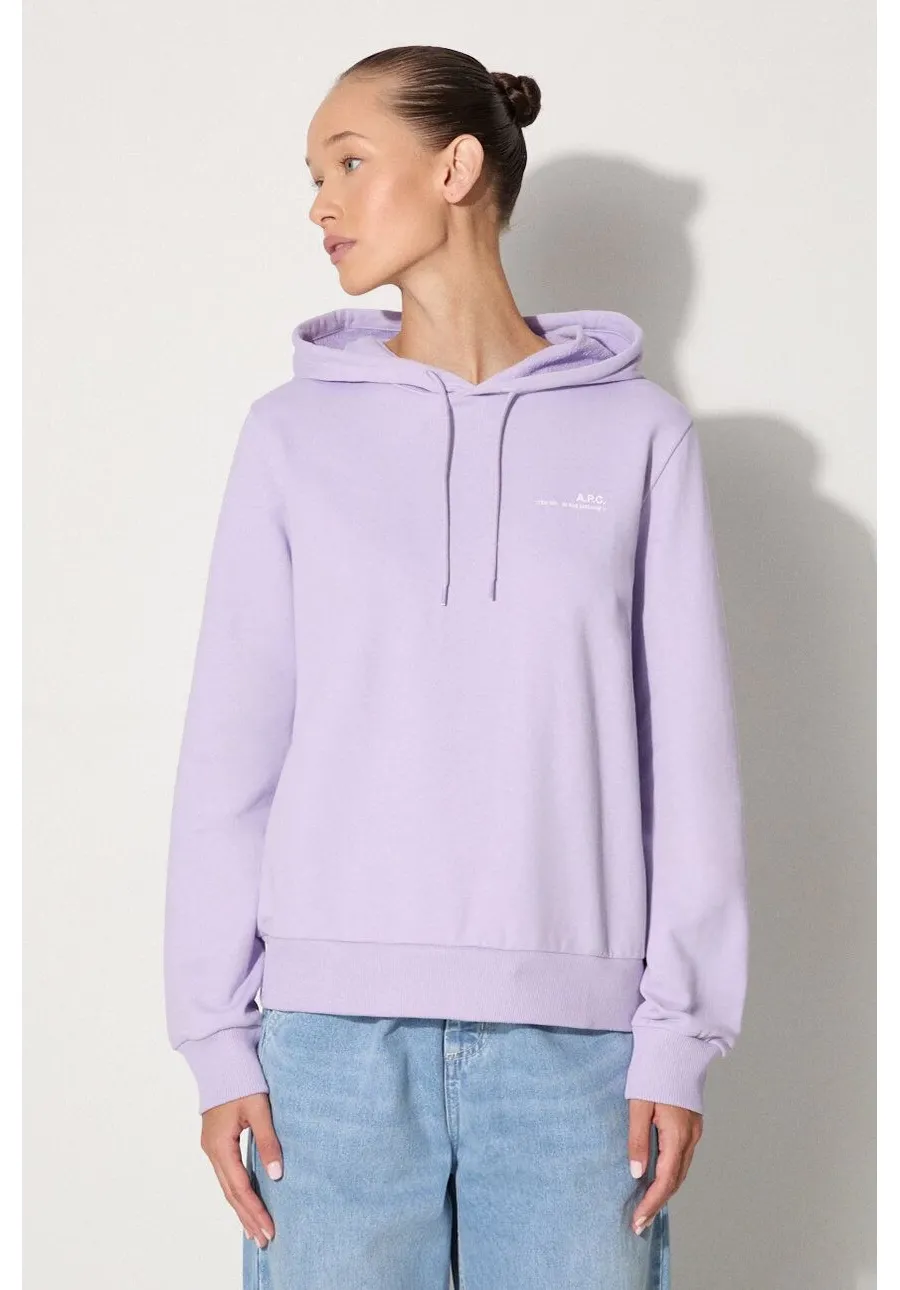 obrazek 1 A.P.C. bluza bawełniana Hoodie Item F damska kolor fioletowy z kapturem gładka COEAS.F27674-PECHE