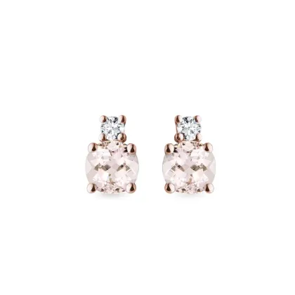 Zdjęcie Kolczyki z różowego złota z diamentami i morganitami KLENOTA