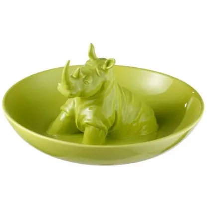 Picture Decorative ceramic bowl with a rhinoceros