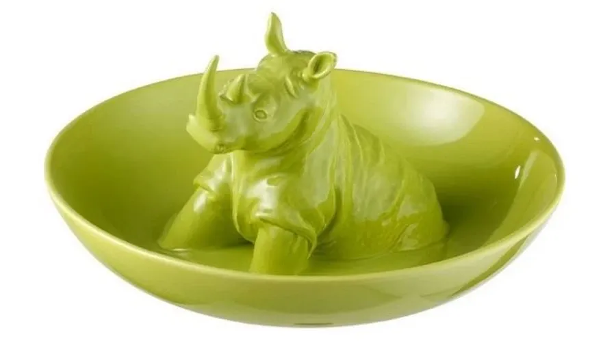 obrazek 1 Dekoracyjna misa ceramiczna z nosorożcem