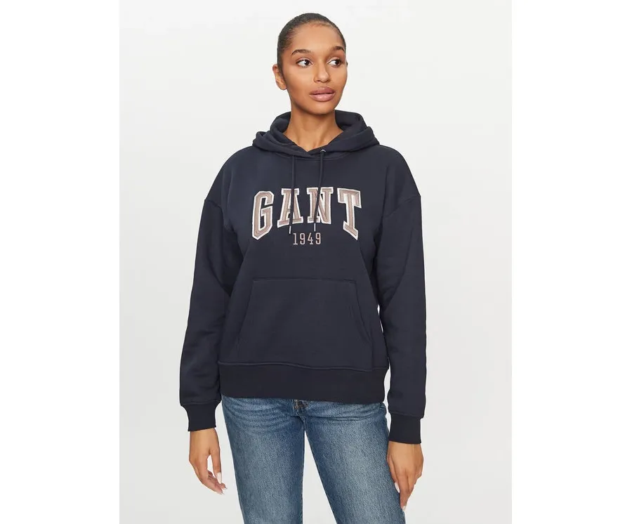 obrazek 1 Gant Bluza Rel Logo Hoodie 4200726 Granatowy Relaxed Fit