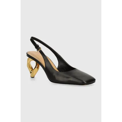 Zdjęcie JW Anderson czółenka skórzane Chain Heel kolor czarny na słupku z odkrytą piętą ANW43022A
