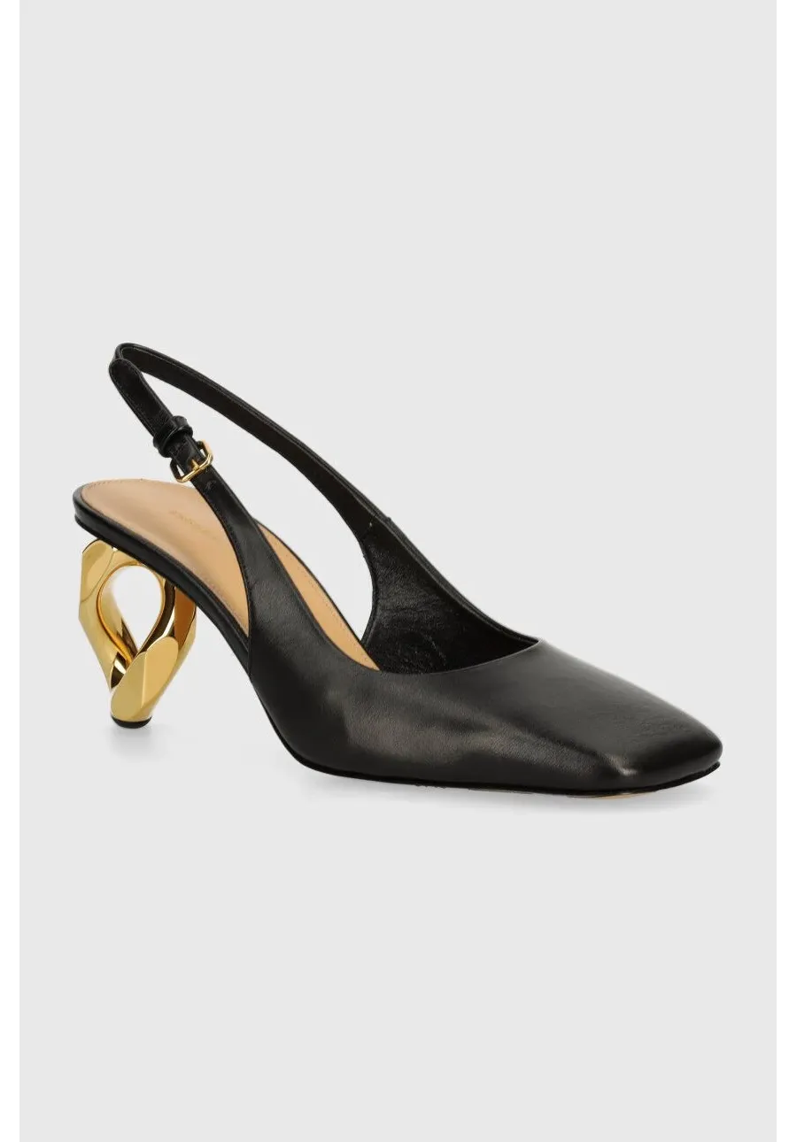 obrazek 1 JW Anderson czółenka skórzane Chain Heel kolor czarny na słupku z odkrytą piętą ANW43022A