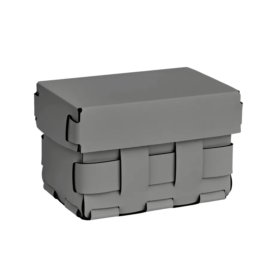 obrazek 1 Stylowy szary koszyk Bottega 12x19xH13 cm z plecionymi ściankami