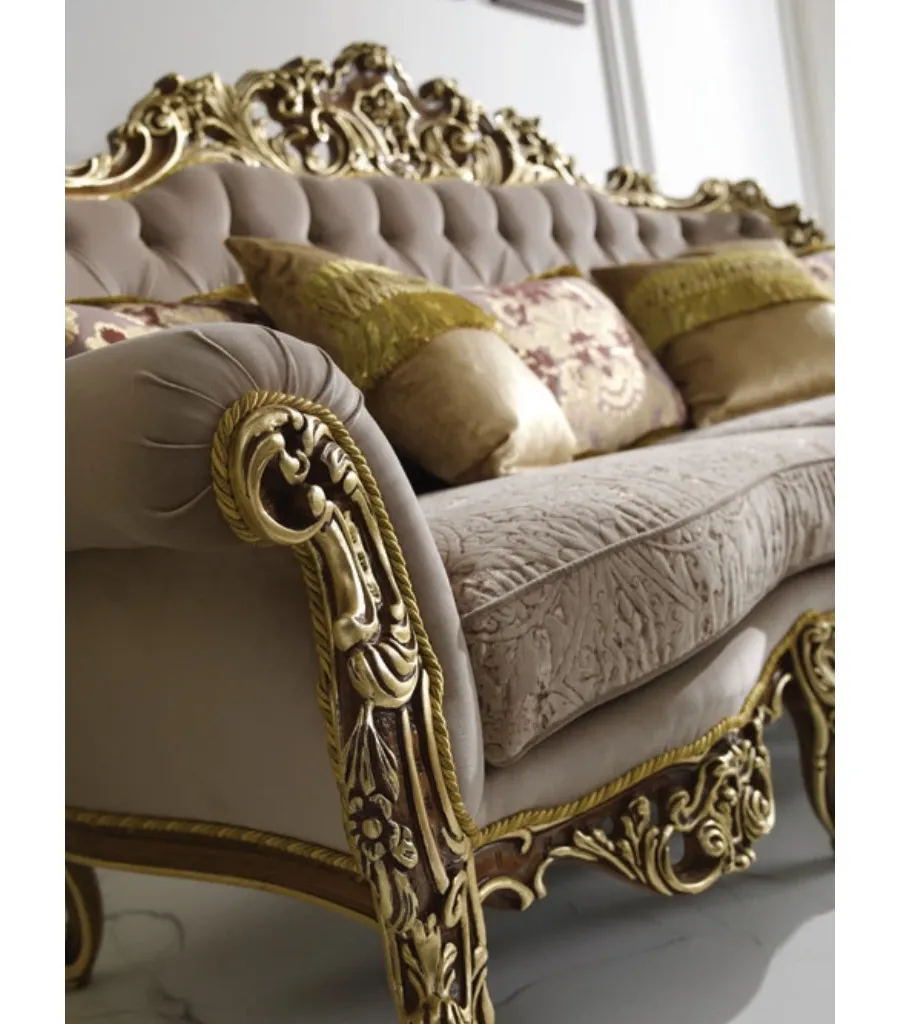obrazek 2 Piękna tapicerowana tkaniną lub skórą 3-osobowa sofa