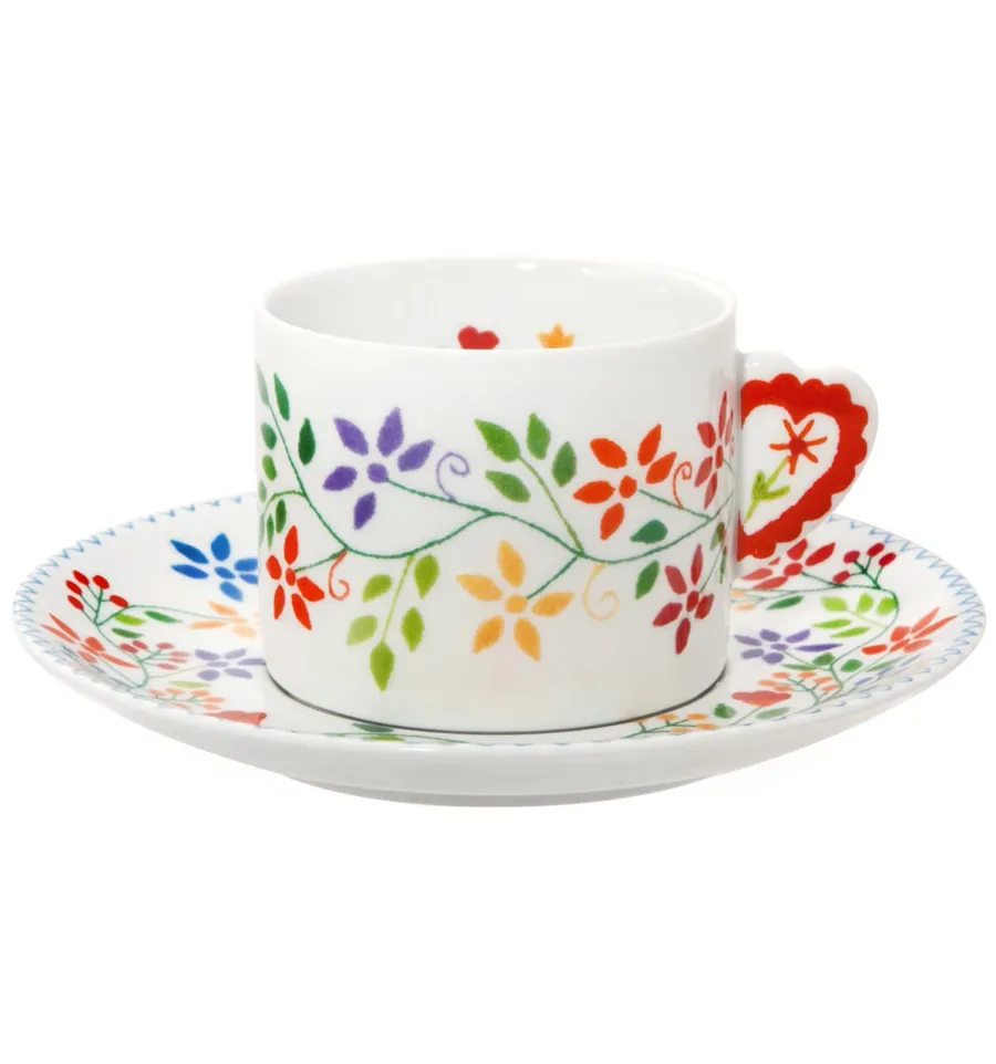 obrazek 2 Filiżanka do herbaty ze spodkiem z porcelany Vila Verde z motywem kwiatowym nawiązującym do walentynkowych chusteczek - Vista Alegre