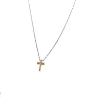 Zdjęcie Męski łańcuszek rolò z zawieszką w kształcie krzyża z różowego złota 9x5mm. Długość 48cm.