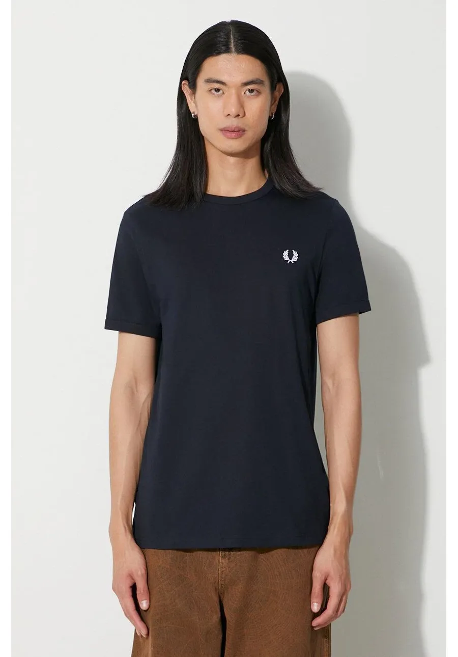 obrazek 1 Fred Perry t-shirt bawełniany męski kolor granatowy z aplikacją M3519.608