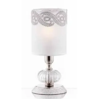 Picture Murano glass table lamp with brass elements inlaid with Swarovski rhinestones - Il Paralume Marina