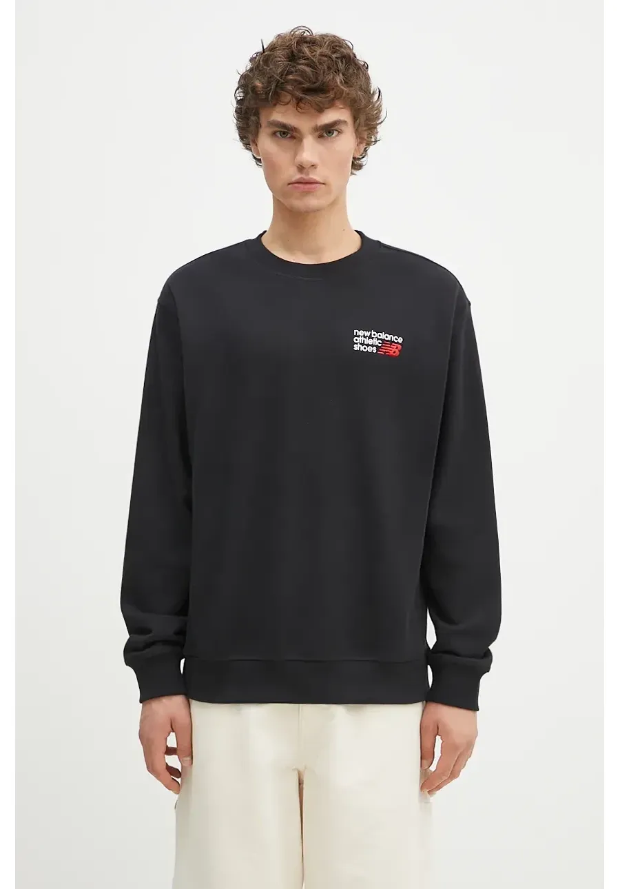 obrazek 1 New Balance bluza bawełniana męska kolor czarny z aplikacją MT41547BK