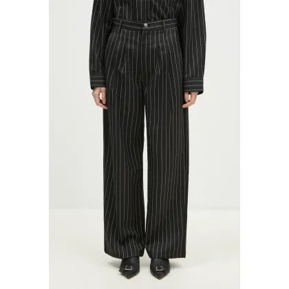 Zdjęcie Carhartt WIP spodnie z domieszką wełny Seaton Pant kolor czarny szerokie high waist I034450.2MBXX