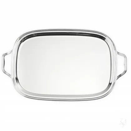 Zdjęcie Piękna stylowa srebrna taca 43×31 cm z rączkami – Zaramella Argenti