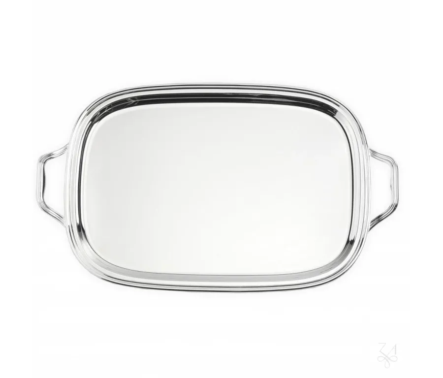 obrazek 1 Piękna stylowa srebrna taca 43×31 cm z rączkami – Zaramella Argenti