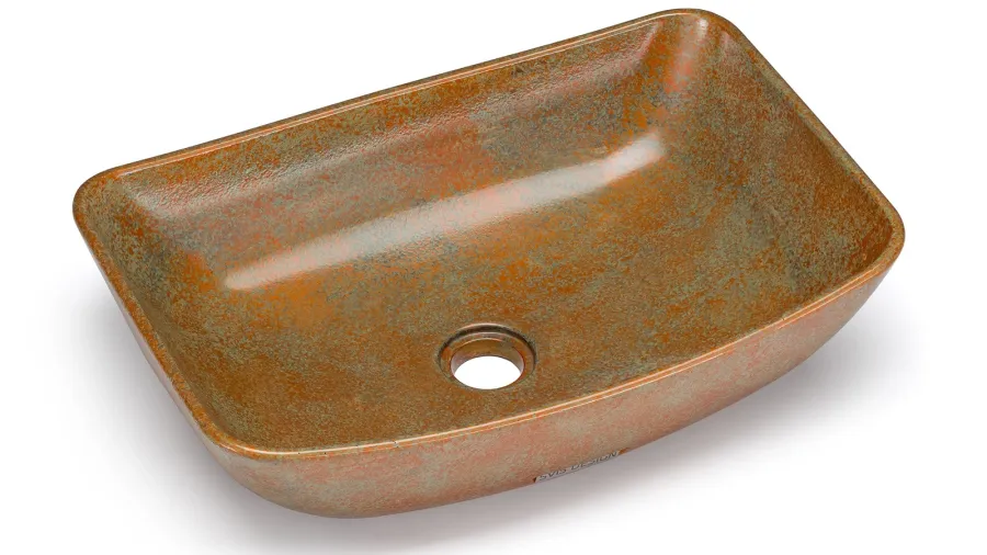 obrazek 2 Oryginalna umywalka 50 cm VIRGO BASIC – SMOKED METAL, miedziany i zielony, lakier półmatowy