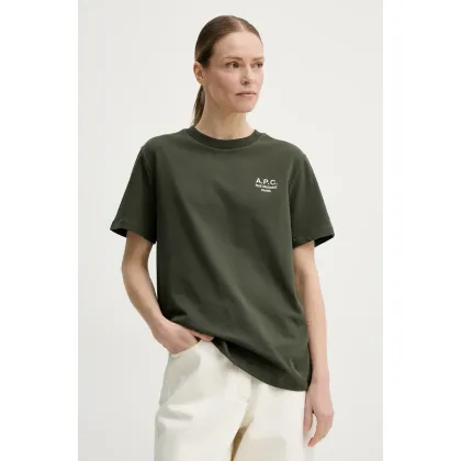 Zdjęcie A.P.C. t-shirt bawełniany standard rue madame GOTS kolor zielony z aplikacją COHBU.M26388