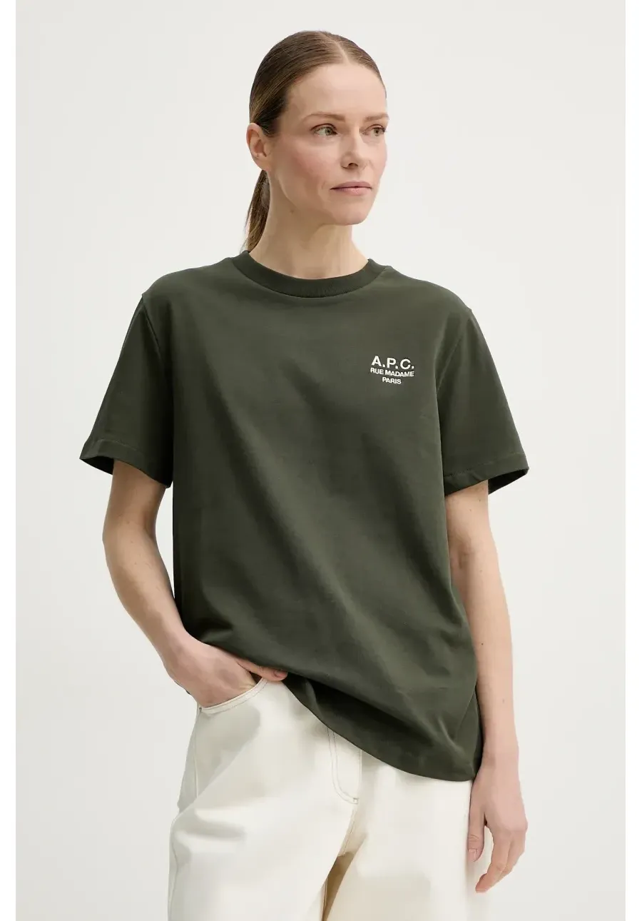 obrazek 1 A.P.C. t-shirt bawełniany standard rue madame GOTS kolor zielony z aplikacją COHBU.M26388