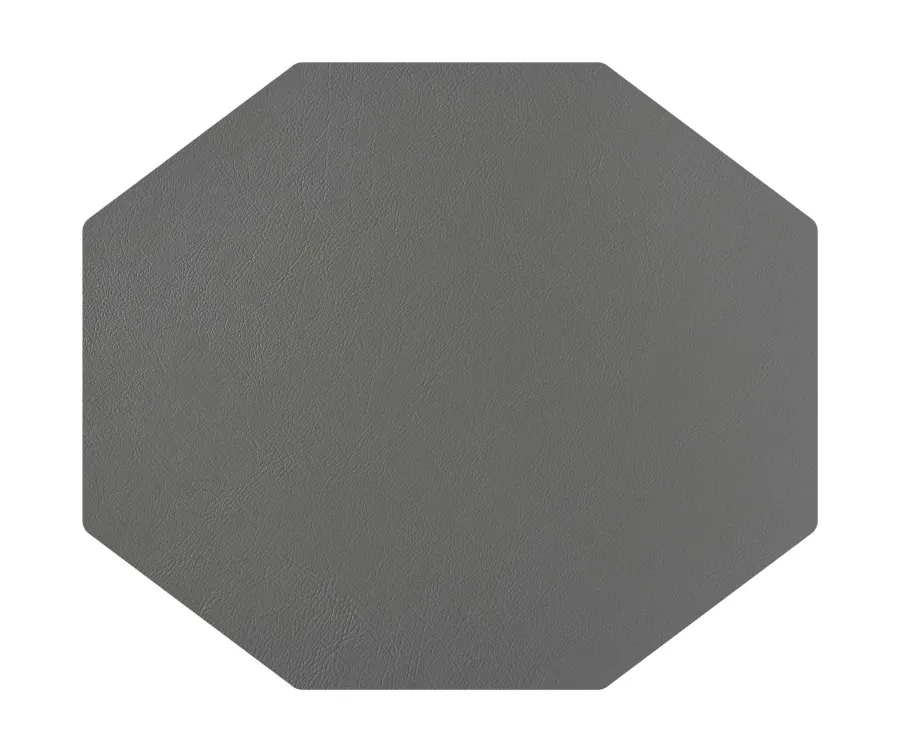 obrazek 4 Skórzana ośmiokątna podkładka na stół 44,5x38 cm w kolorze czarnym i szarym