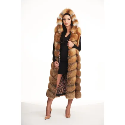 Picture Long vest made of natural Gold Fox fox