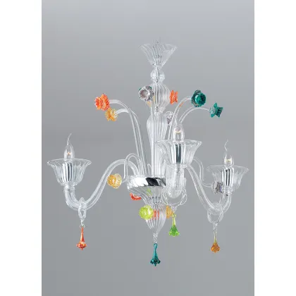 Zdjęcie Atrakcyjny wenecki żyrandol na 3 żarówki ze szkła Murano