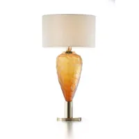 Picture Table lamp with matte amber Italian crystal and fabric shade – Il Paralume Marina