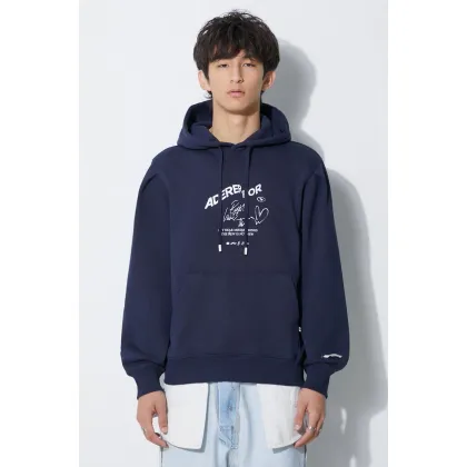 Zdjęcie Ader Error bluza bawełniana Caner Logo Hoodie męska kolor granatowy z kapturem melanżowa BMADFWHD0102