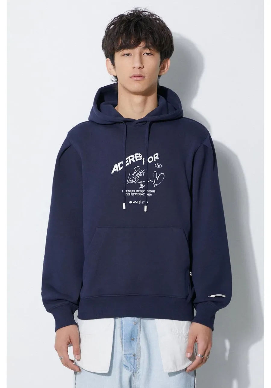 obrazek 1 Ader Error bluza bawełniana Caner Logo Hoodie męska kolor granatowy z kapturem melanżowa BMADFWHD0102