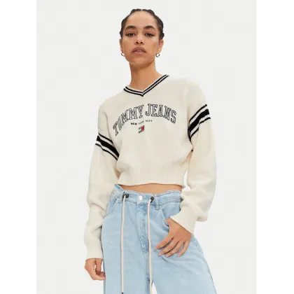 Zdjęcie Tommy Jeans Sweter Varsity DW0DW18692 Écru Regular Fit