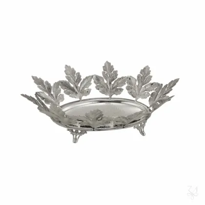 Zdjęcie Owalna srebrna misa z pięknym zdobieniem w formie liści - Zaramella Argenti