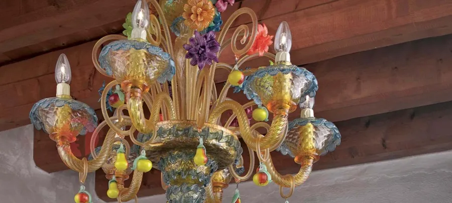 obrazek 2 Kwiatowy żyrandol ze szkła Murano z Włoch - Vetreria Artistica Rosa
