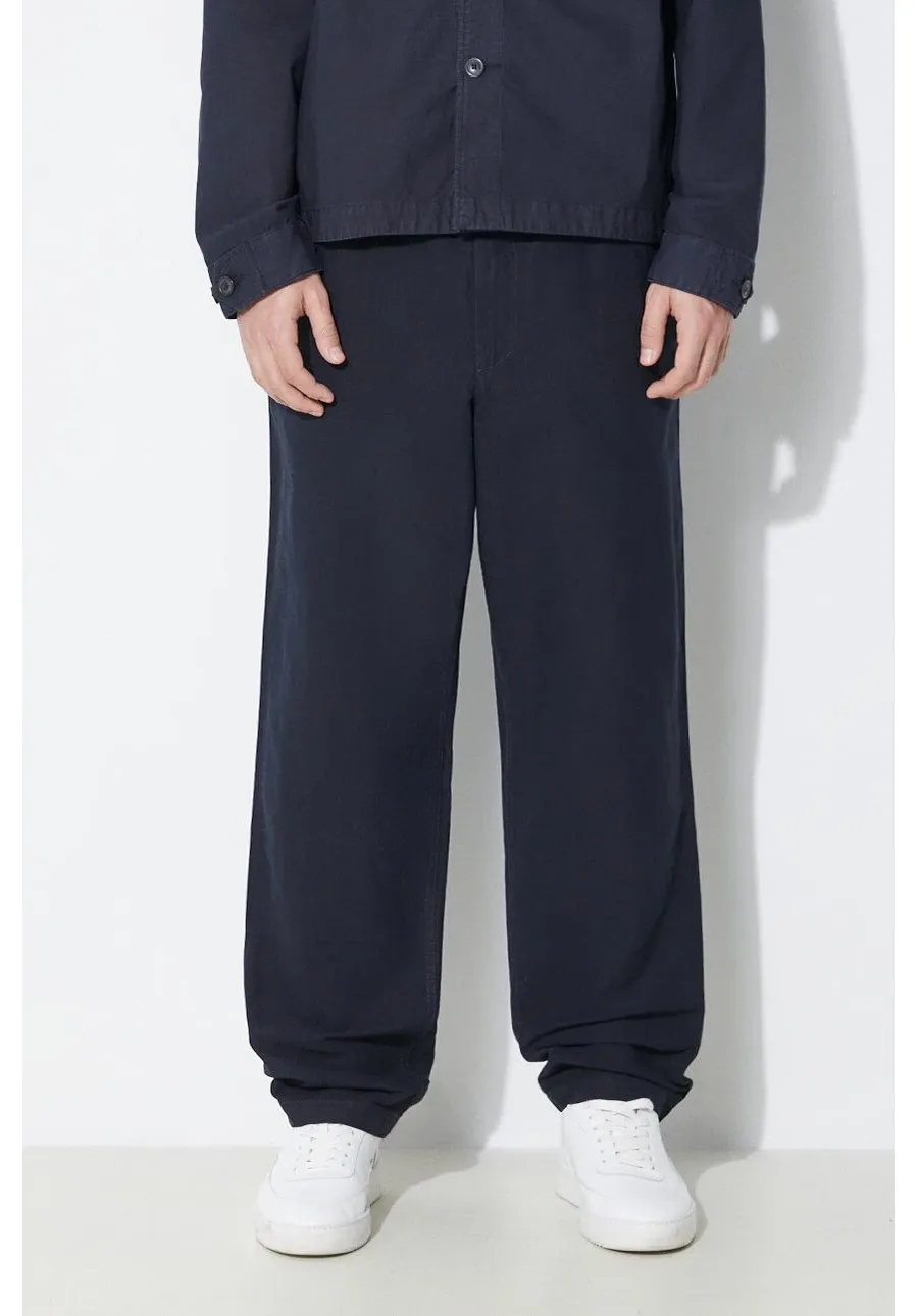 obrazek 1 Norse Projects spodnie z domieszką lnu Ezra Relaxed Cotton Linen kolor granatowy w fasonie chinos N25.0402.7004