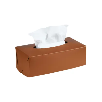 Zdjęcie Wyjątkowe pudełko na chusteczki 23x12xH7,5 cm ze skóry w kolorze koniaku